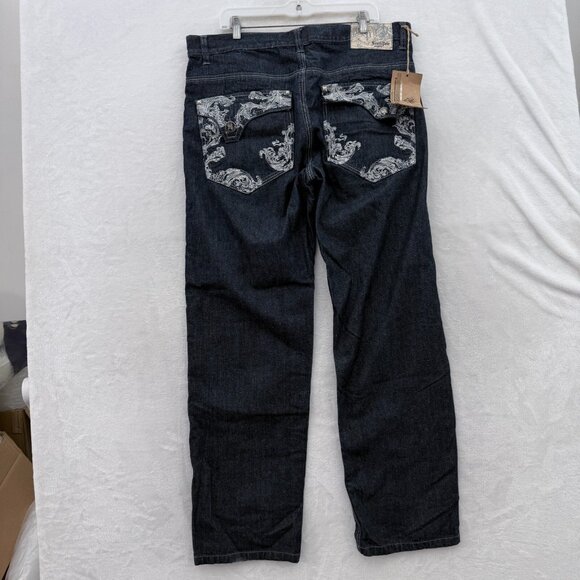 Southpole Jeans Mens 38x32 Blue Baggy Hip Hop Y2K Wide Leg Pipes Embroidered